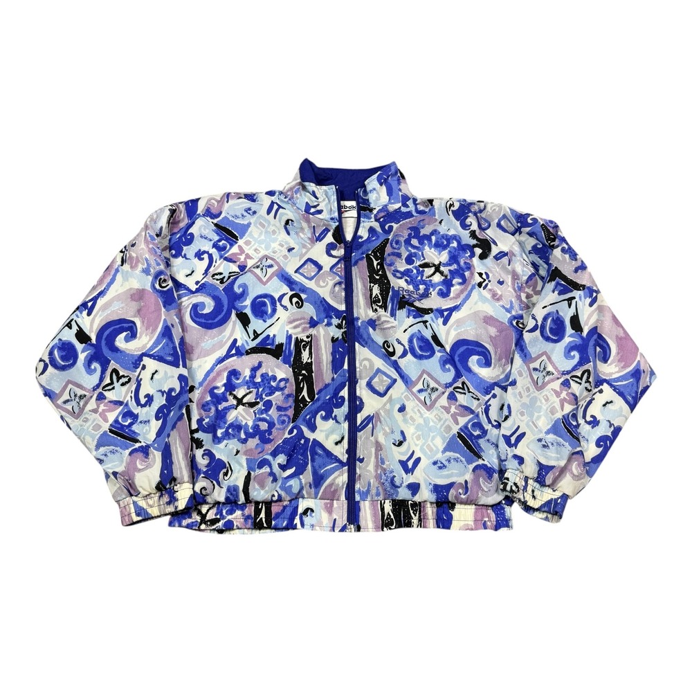 Vintage 90s Reebok Nylon Purple Multicolor Windbreaker Women's‎ Medium